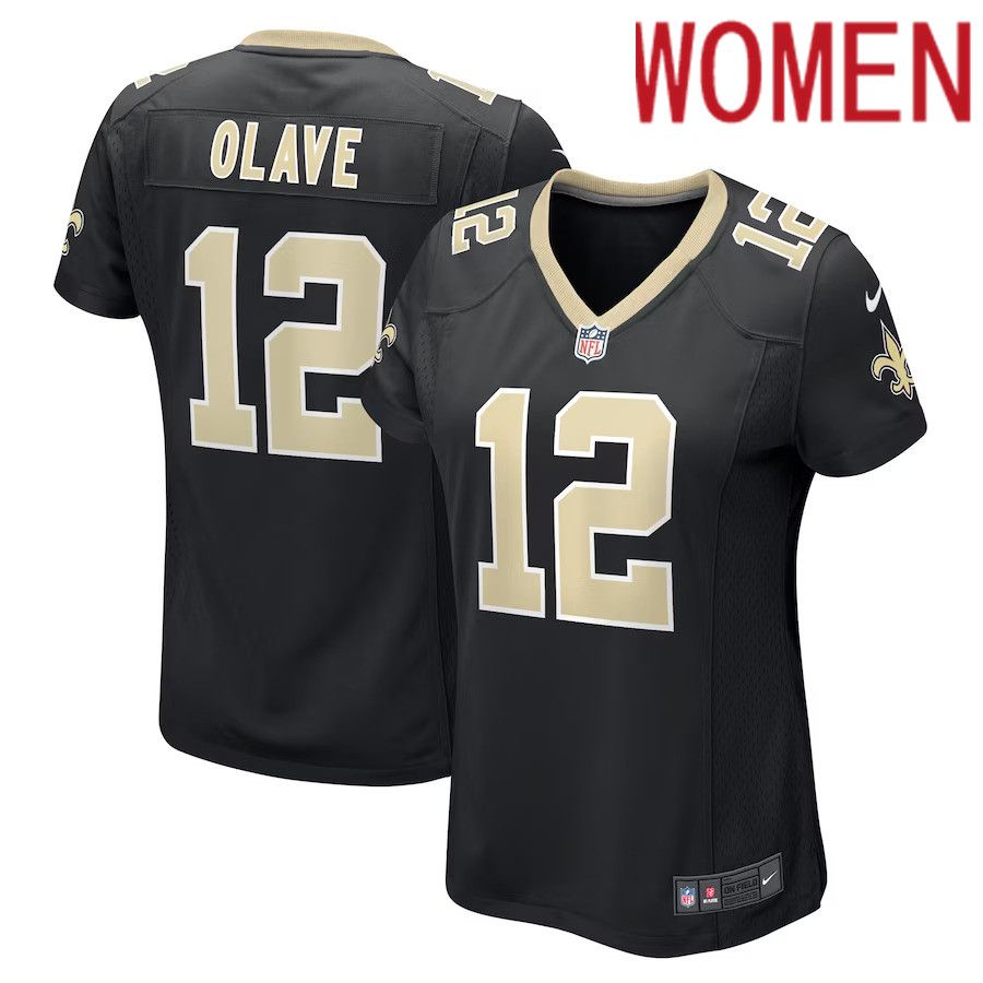 Women New Orleans Saints 12 Chris Olave Nike Black Game Player NFL Jersey